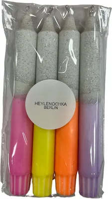 Produktbild von Sortiertes 4er-Set Stabkerzen mit Farb- und Glitzertauchung