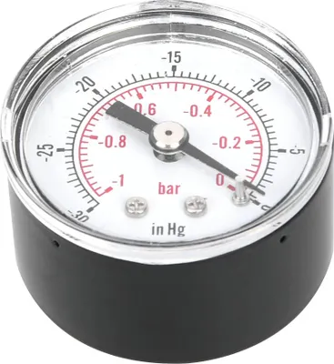 Obrázok produktu pre -1~0bar -30~0inHg Dvojstupňový vákuometer 1/8BSPT Zadné pripojenie