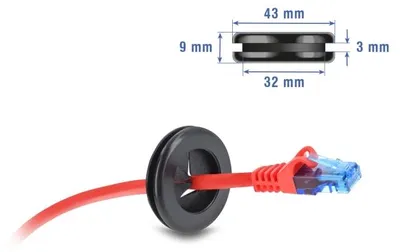 Produktbild von Delock Gummi Kabeldurchführung rund Ø 38 mm schwarz