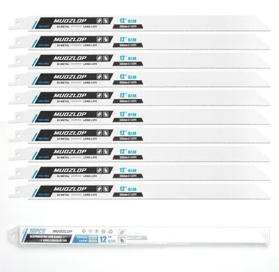 Produktbild von Säbelsägeblätter Set 10 Stück 300mm 14 TPI für Metall Bi-Metal 1/2 Zoll Schaft