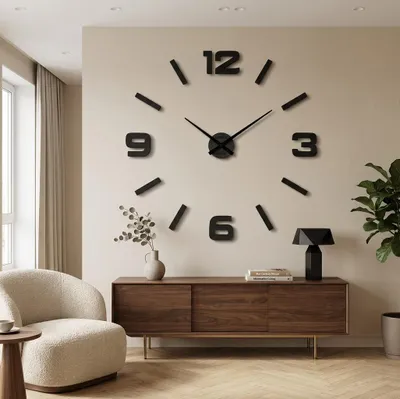 Produktbild von Wanduhr Aufkleber DIY 3D große Wanduhr 130CM XXL (Dicke 19mm) Modern Design EKO Wanduhren Wandtattoo Dekoration Uhren für Büro Wohnzimmer Schlafzimmer