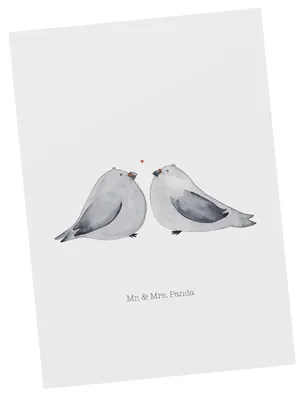 Produktbild von Mr. & Mrs. Panda Postkarte Tauben Liebe - Weiß - Geschenk, Hochzeitskarte, Hochzeit, Paar, Ansichtskarten, Taube, Ansichtskarte, Freund, Grußkarte, Freundin, bildkarte