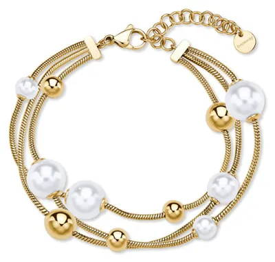 Immagine prodotto di Bracciale triplo placcato oro con perle Perfect BPC59
