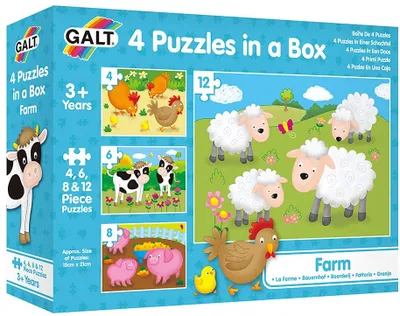 Zdjęcie produktu dla Zestaw 4 puzzli ze zwierzętami z farmy - 12 elementów