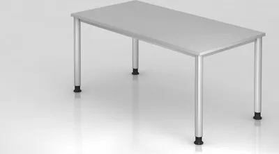 Produktbild von Sitz-Steh-Schreibtisch Olavi | Grau | Breite 160cm | Höhe 68,5-81cm | stufenlos höhenverstellbar | Rechteckform