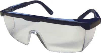 Produktbild von WEMAG Einscheiben-Schutzbrille "classic" farblos, blau verstellb. Bügel, EN166 CE