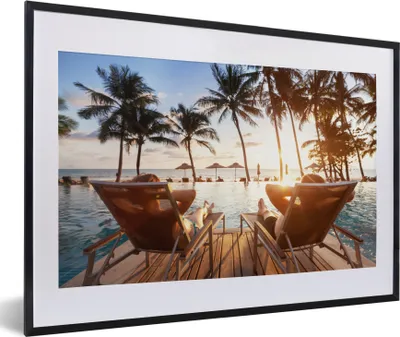 Produktbild von MuchoWow® MuchoWow® Gerahmtes Poster Strand - Meer - Palme 60x40 cm - Poster mit zchwarzem Bilderrahmen - Schlafzimmer - Plakat in Rahmen - Drucken