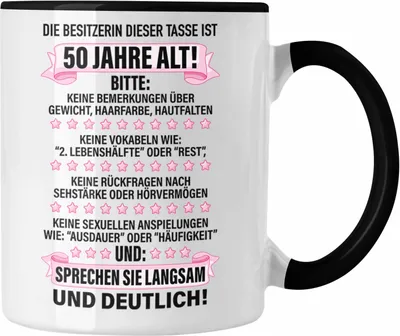 Produktbild von Trendation - 50. Geburtstag Frauen Tasse Geschenk Geschenkidee 50er Geburtstag Spruch Perfektion Mama Mutter Lustiger Spruch Witzig (Schwarz)
