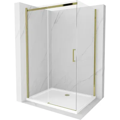 Obrázek produktu pro Mexen Omega rozsouvací sprchový kout 120 x 90 cm, Průhledné, Zlatá + sprchová vanička Flat - 825-120-090-50-00-4010