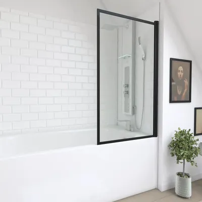 Obrázek produktu pro Zástěna na vanu 1-dílná Aurlane Dark Edge 75 x 130 cm čiré sklo barva profilu černá FAC602