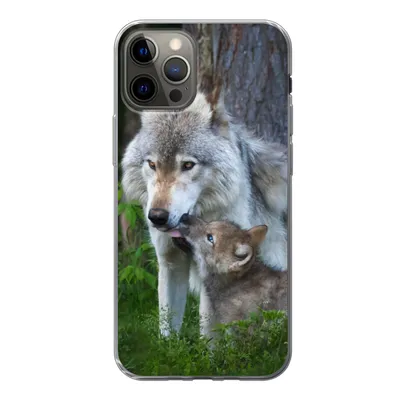 Produktbild von MuchoWow® Handyhülle Schutzhülle Hülle für iPhone 13 Pro Wolf - Moos - Wald - Welpe Silikon Softcase Handy Hülle - Handy-Tasche