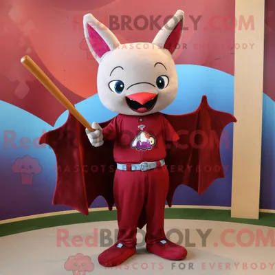 Obrázok produktu pre Maskot spoločnosti REDBROKOLY, kaštancová netopierka, oblečená v džínsach typu Flare a Wraps