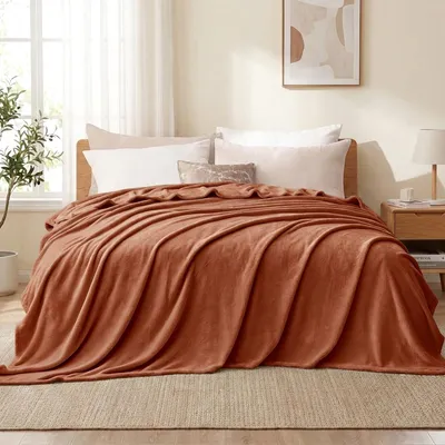 Productafbeelding van Pluizige deken, oranje, 220x240 cm