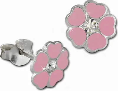 Produktbild von Teenie-Weenie Ohrstecker für Kinder 925 Silber rosa Blümchen Ohrringe SDO8123A