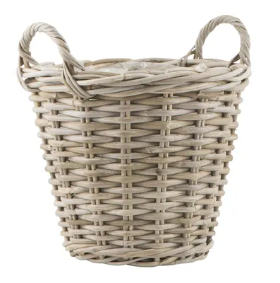 Produktbild von Pflanzkorb RUSTIC grau beige aus Rattan H30cm Rattankorb zum Bepflanzen
