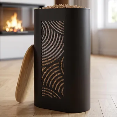 Image de CASABEL Réservoir Pellets & Granulés, Niveau Visible, Cap. 15kg, Motif Zen