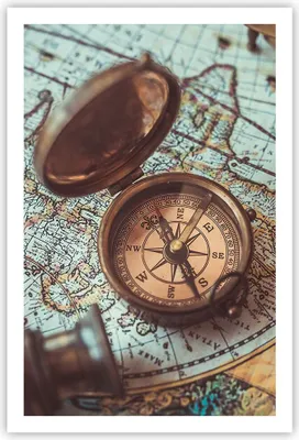 Produktbild von Poster - Poster ohne Rahmen - Kompass Vintage Karte - 61x91,5 cm - Wand Bild - Wanddeko - Wandbilder - Kunstposter - Wandposter - Bilder - Kunstdruck - Wanddekoration - Wandbild - P2XPA61x91-4302