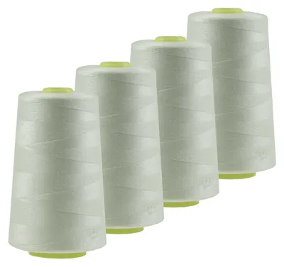 4 x 4572m Overlockgarn Nähgarn Polyester Overlock Garn, reinweiß