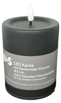 Produktbild von Schwarze LED Kerze Metall Matt Timer H 10 x Ø 8 cm