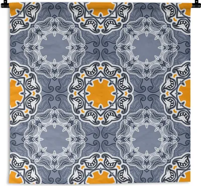 Produktbild von MuchoWow® Wandteppich Wandbehang Winter - Abstrakt - Blumen - Design 150x150 cm Tapisserie Dekoration Wandtuch - Wohnaccessoires - Modernes
