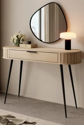 Produktbild von AX LIVING Schminktisch 120 cm Sanremi Konsolentisch mit Schublade Braun