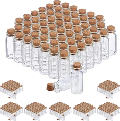 Obrázek produktu pro relaxdays 480 x mini skleněné lahvičky s korkem