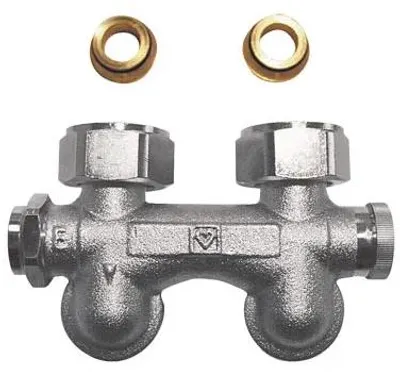 Produktbild von Herz Bypasskörper G3/4", Eckform, Entleerung links, für Ein- und Zweirohranlagen, Messing, 1 Stk.