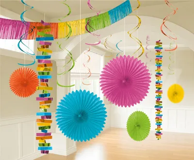 Image de Set de décoration en papier 18 pièces multicolores - taille unique
