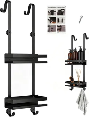 Productafbeelding van Doucheplank Om Op Te Hangen - Zonder Boren - Badkamerorganizer - Badkamerrek - Shampoohouder Voor Douche - Om Boven De Deur Op Te Hangen