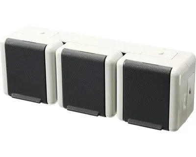 Produktbild von Jung 8230 W Feuchtraum Dreifachsteckdose Aufputz waagrecht IP44 hellgrau/dunkelgrau WG800