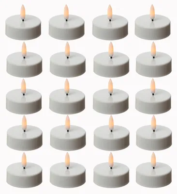 Produktbild von LED Maxi Teelichter - flackernde 3D Flamme - Kunststoff - Timer - D: 5,8cm - weiß - 20er Set