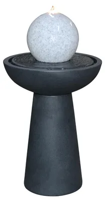 Produktbild von Dehner Gartenbrunnen Aurora, mit LED Beleuchtung, frostbeständig, solarfähiger Brunnen für Außen, 47 x 88 x 47 cm, Polyethylen, schwarz