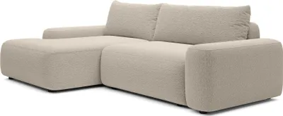 Imagen del producto de FURNLUX. Sofá de esquina Loop, color crema y . 264 cm. Color principal: beige. Dimensiones: 264 x 87 x 162 cm
