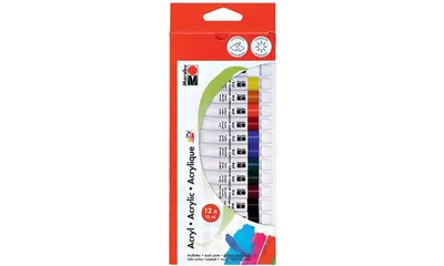 Zdjęcie produktu dla Farba akrylowa Marabu, 12 ml, zestaw 12 sztuk