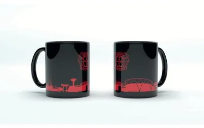 Produktbild von Bayer 04 Leverkusen Tasse schwarz Skyline rot