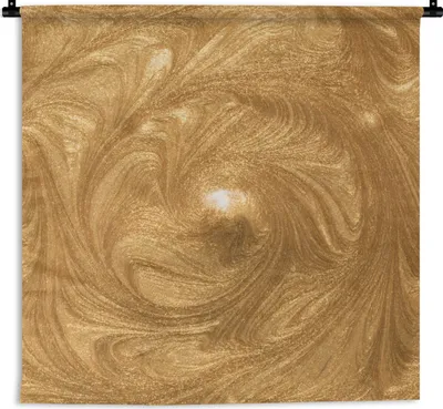 Produktbild von MuchoWow® Wandteppich Wandbehang Kreis - Golden - Farbe 120x120 cm Tapisserie Dekoration Wandtuch - Modern - Baumwollgewebe