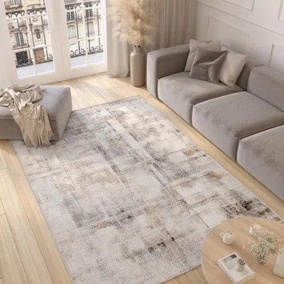 Produktbild von Koberec Obývacia izba Spálňa Krátky vlas Moderný dizajn Abstraktná sivá béžová krémová škvrnitá rozmazaná 300 x 400 cm