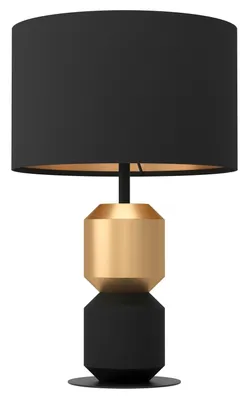 Obrázek produktu pro Stolní lampa - zlatožlutá - černá - kov - látkové stínítko - v 49 cm