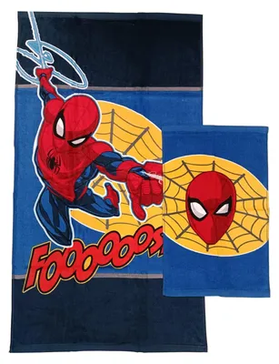 Produktbild von Spiderman Marvel Frottee-Badetücher, Set mit 2 Badetüchern, Gesichtstuch, Bidet-