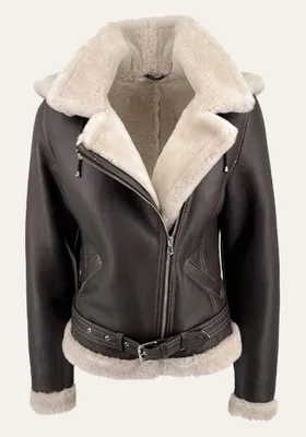 Produktbild von Lammfelljacke aus Merino mit abnehmbarer Kapuze - Größe: L | Farbe: Espresso