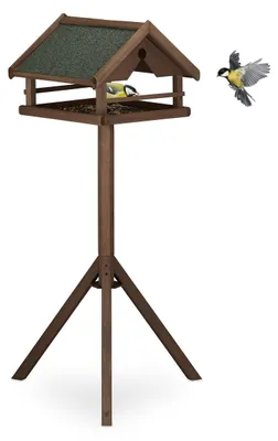 Vogelhäuschen auf Ständer, Holz, wetterfest, 120x62x55 cm