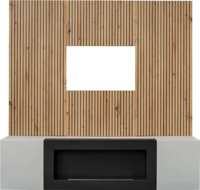 Produktbild von SHIRIKI Wohnwand mit Bio-Kamin – Perlgrau / Eiche Artisan / Schwarz