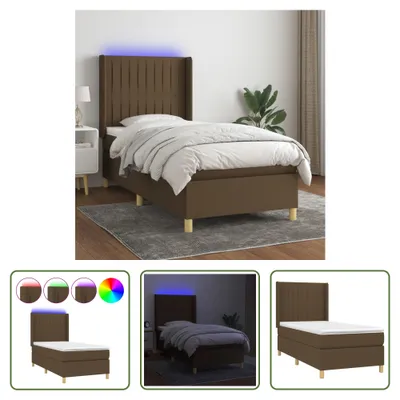 Produktbild von The Living Store Boxspringbett mit Matratze & LED Dunkelbraun 100x200 cm Stoff