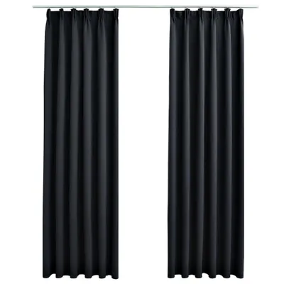 Immagine prodotto di vidaXL Tende oscuranti con ganci 2 pezzi nero 140x175cm