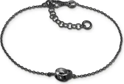 Produktbild von SilberDream Damen-Armband verschlungen 925 Silber 18-21cm schwarz SDA1138S