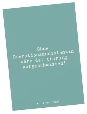 Produktbild von Mr. & Mrs. Panda Postkarte Spruch Operationsassistentin Wichtigkeit - Meeresbrise - Geschenk, personalisierte Geschenke, Beruf, Ansichtskarte, Berufsprodukte, Pflege