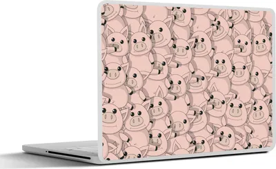 Produktbild von MuchoWow® Laptop Aufkleber Sticker Cover Schweine - Tiere - Rosa - Muster 36.5x27.5 cm - Laptop-Sticker