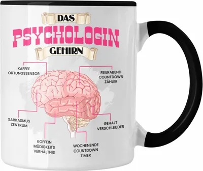 Produktbild von Trendation - Psychologin Tasse Lustiges Geschenk für Psycholiginnen Spruch Becher Geburtstag Weihnachten (Schwarz)