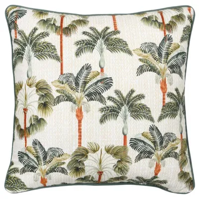 Produktbild von STOF Kissen Zierkissen Dekokissen aus Baumwolle 45x45 cm Sofakissen beige grün Palmen