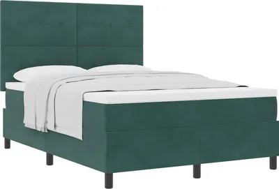 Produktbild von Boxspringbett mit Matratze Dunkelgrün 140 x 190 cm Samt